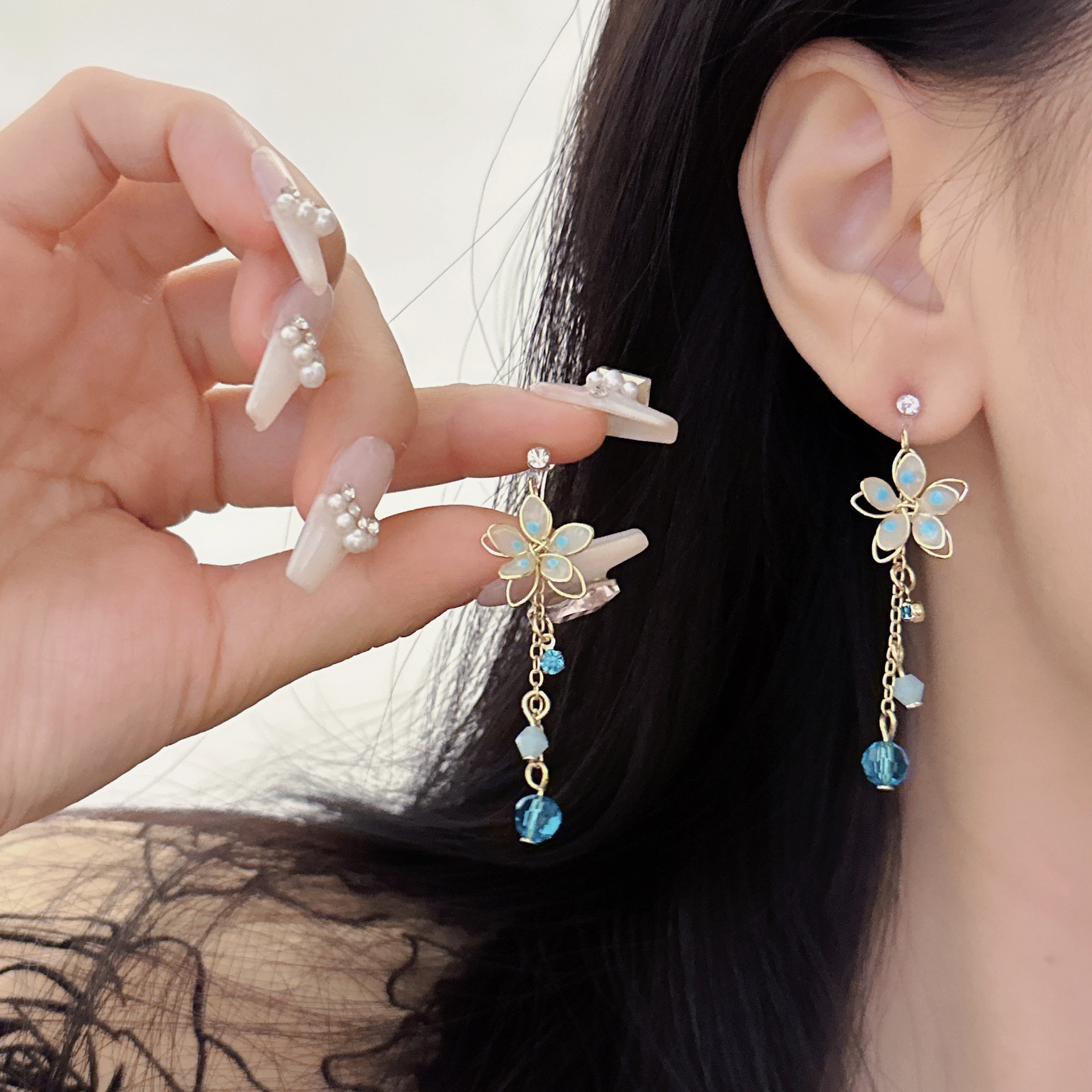 Super Fairy Tassel U-clip Crystal Earrings