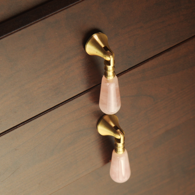 Natural crystal pure brass handle (white)
