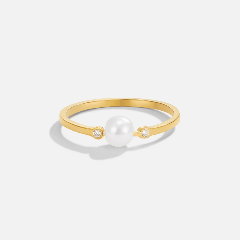 Natural Freshwater Pearl Zircon Ring For Women