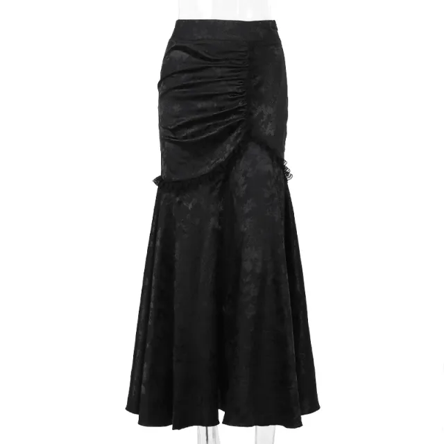 Pleated Asymmetric Fishtail Skirt Black Overskirt - Shop at LoveMi