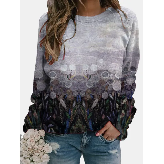 Fashion Floral Print Long sleeved Women's Sweater Twm18497 - Shop at LoveMi