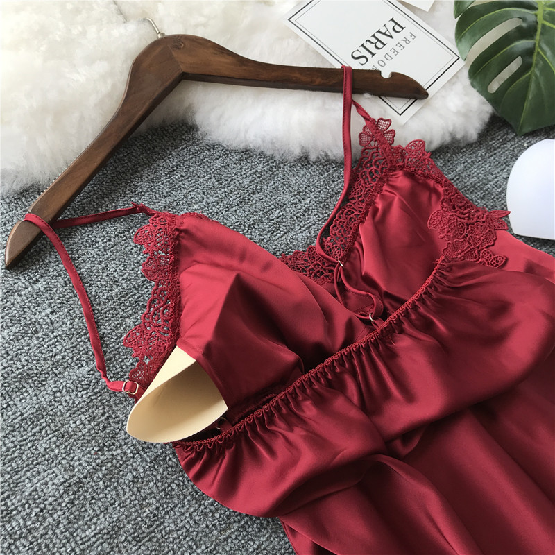 Sexy Spring And Summer Strap Nightdress Ice Silk Pajamas For Women
