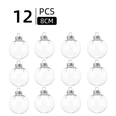 Christmas Ball Transparent PET Shatterproof DIY Pendant Plastic Ball - 8Cm12 Pack - View 1