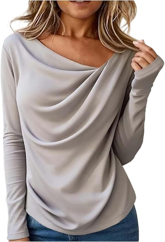 Solid-color Long-sleeve Womens Top
