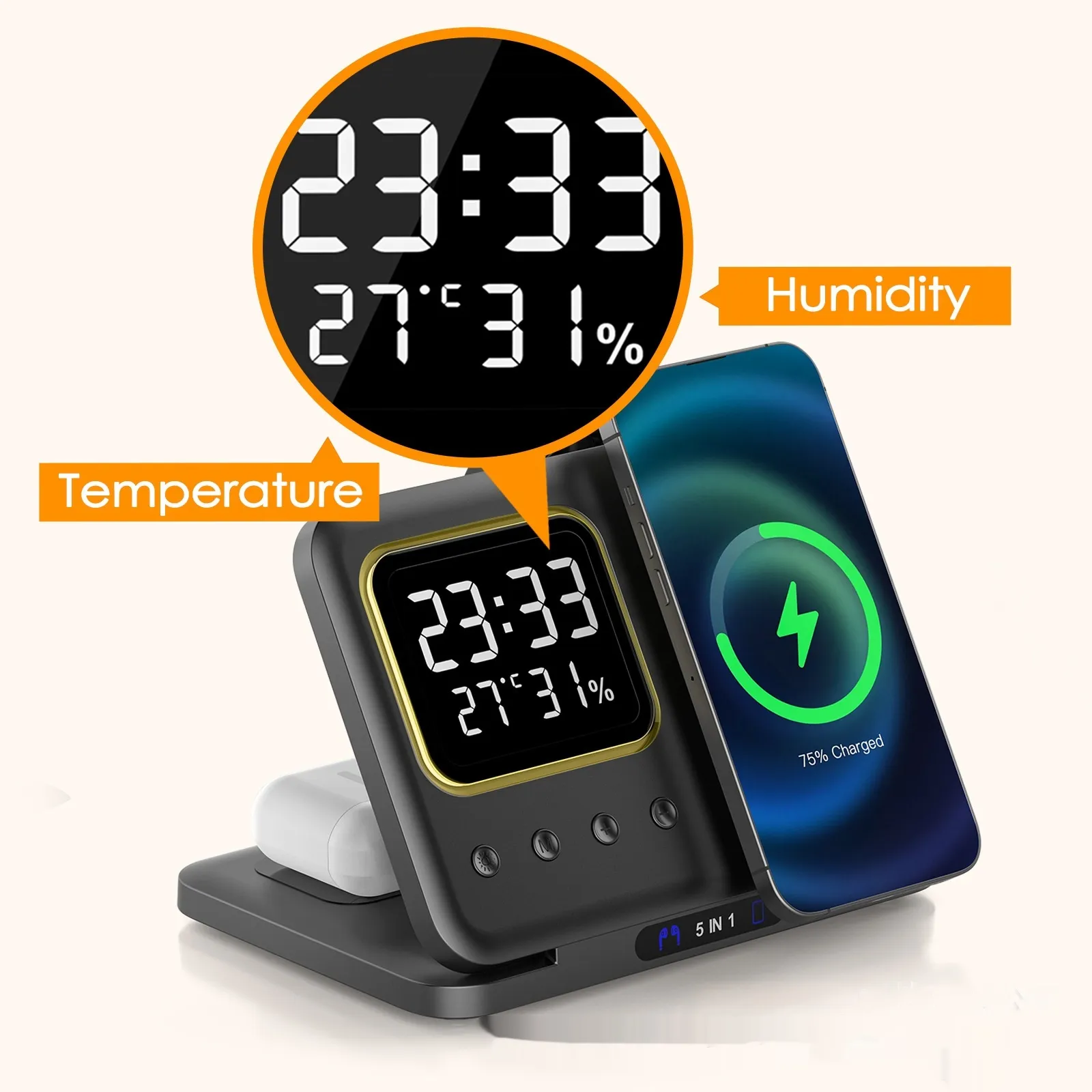 Multifunction Bracket Clock Temperature