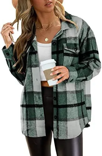 Women's Casual Button Long Sleeve Tops Shirt With Pocket Green - Shop at LoveMi