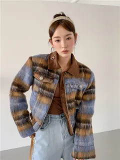 Short Chanel Coat Women's Woolen Jacket Cardigan Top - Coffee Color - View 1