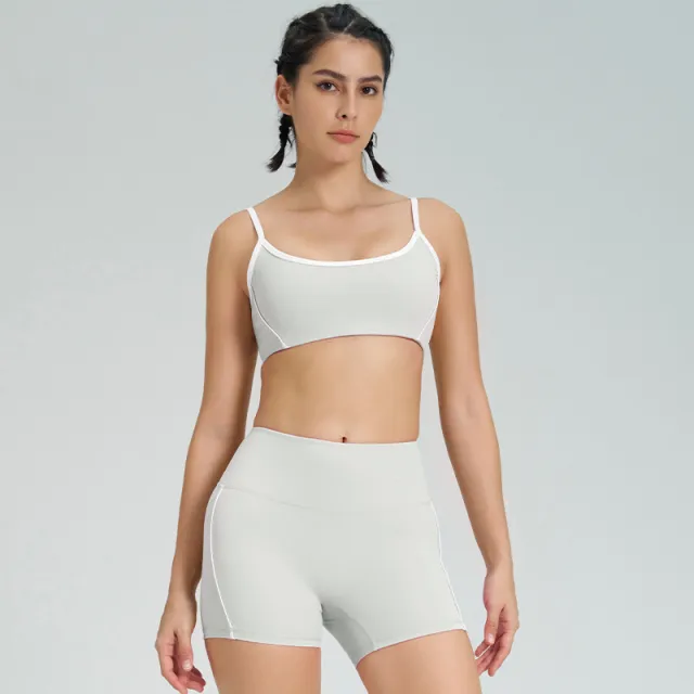 Sports Underwear Spaghetti Strap Tight Shockproof Outdoor Fitness Light Lime Xl Shorts Set - Shop at LoveMi