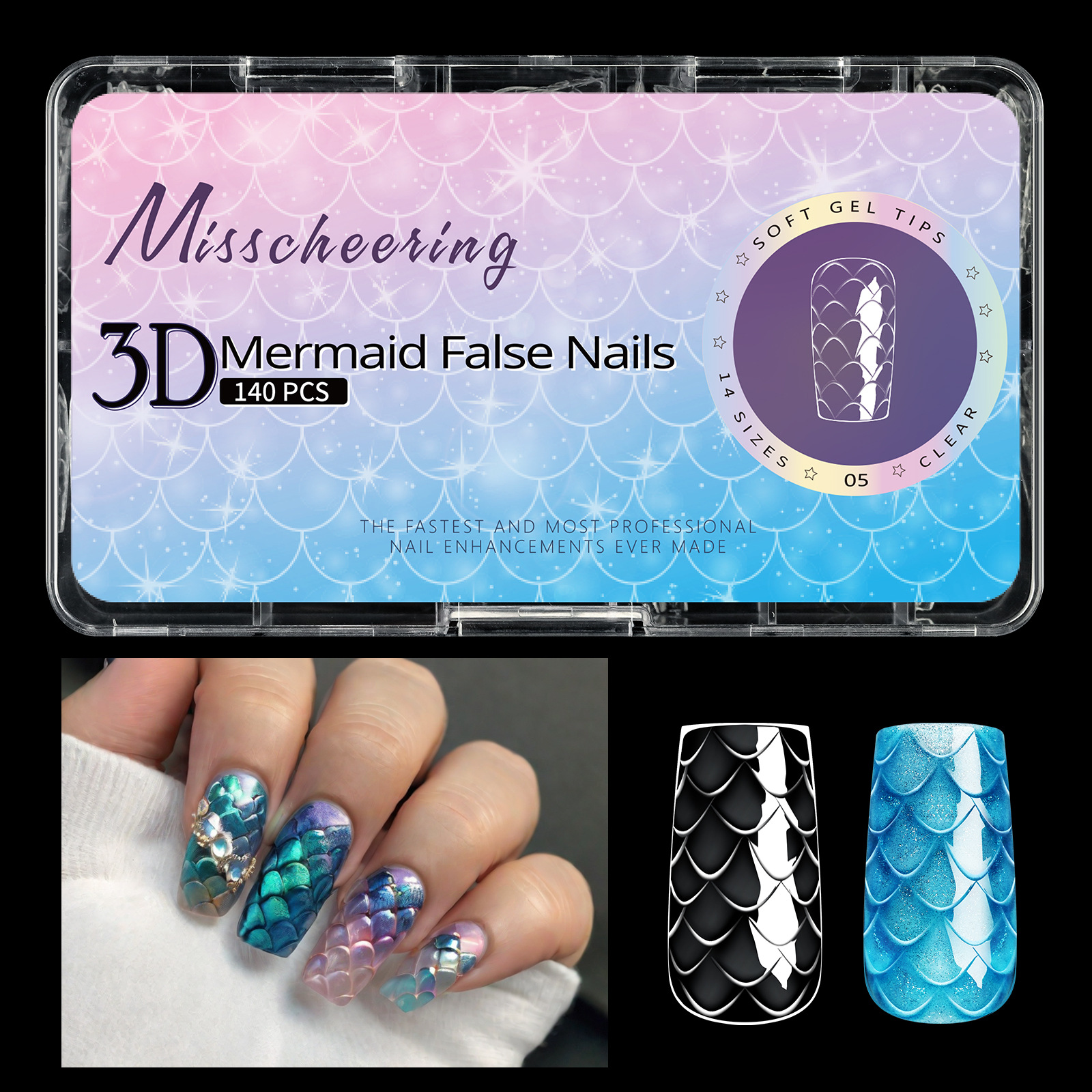 3D Scale Long Shaping Nail Tip