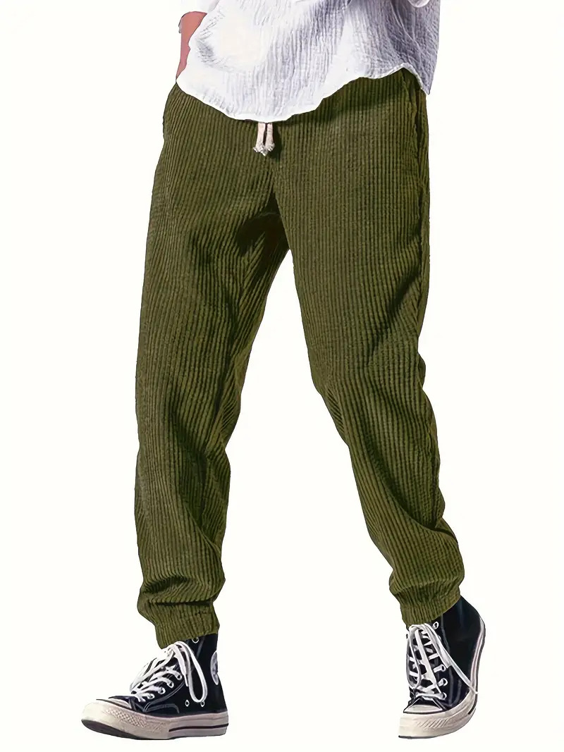 Mens Thickened Waffle-Weave Sporty Casual Pants For Fall Winter - Image 4