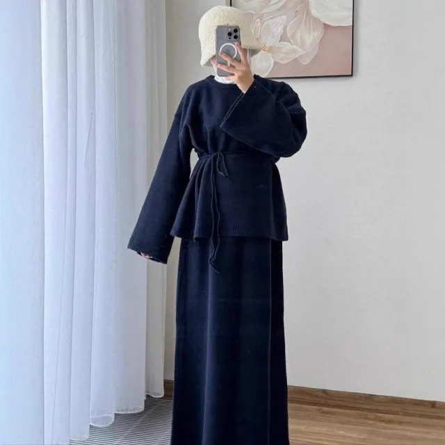 Stylish Casual Crew neck Long sleeve Tie front A line Dress In Style Blue - Shop at LoveMi