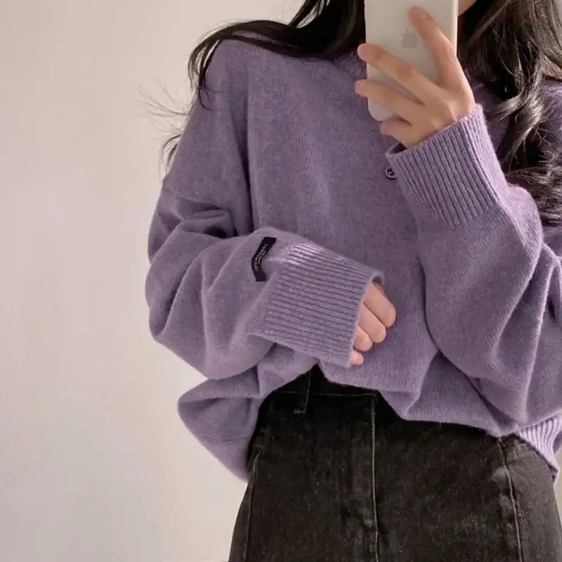 Round Neck Pullover Mid-length Warm Top