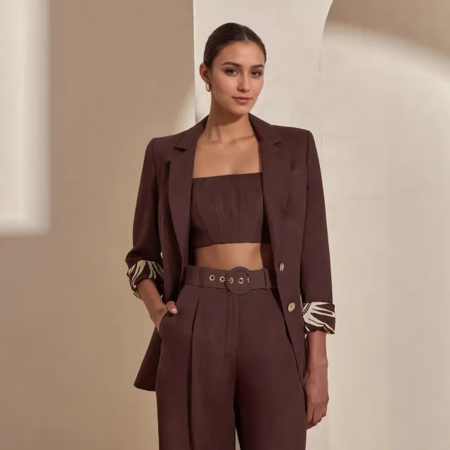 Fashionable Dark Brown Slim fit Women's Business Suit Two piece Suit Brown - Shop at LoveMi