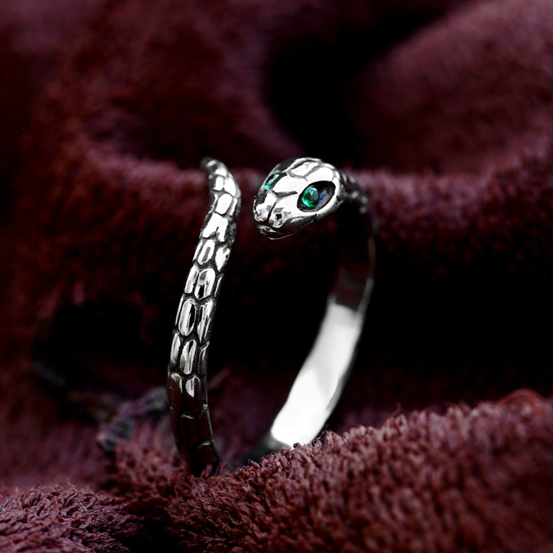 Stainless Steel Serpentine Gemstone Ring