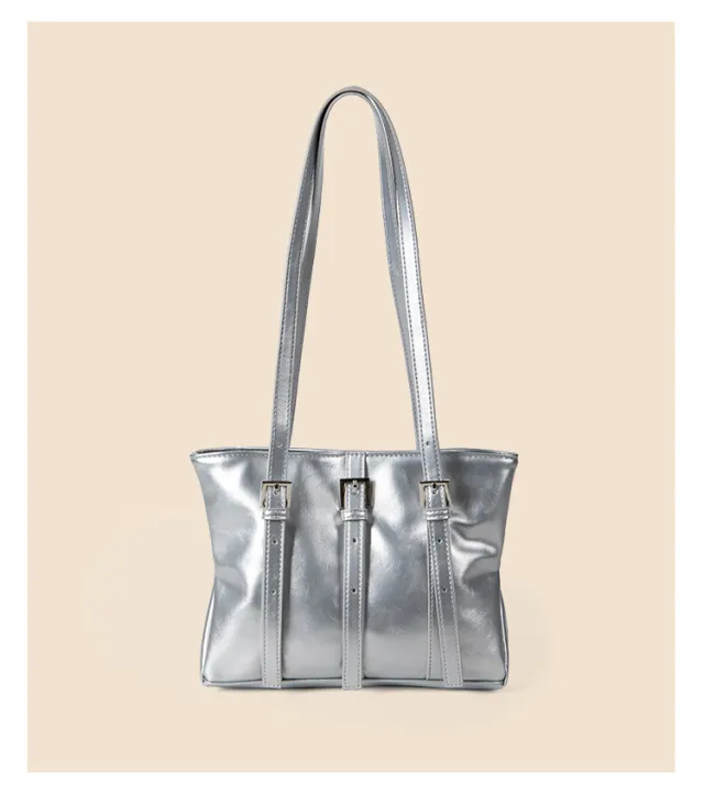 Fashion Summer Commute Style Tote Bag Personality Shoulder Bag Silver - Shop at LoveMi