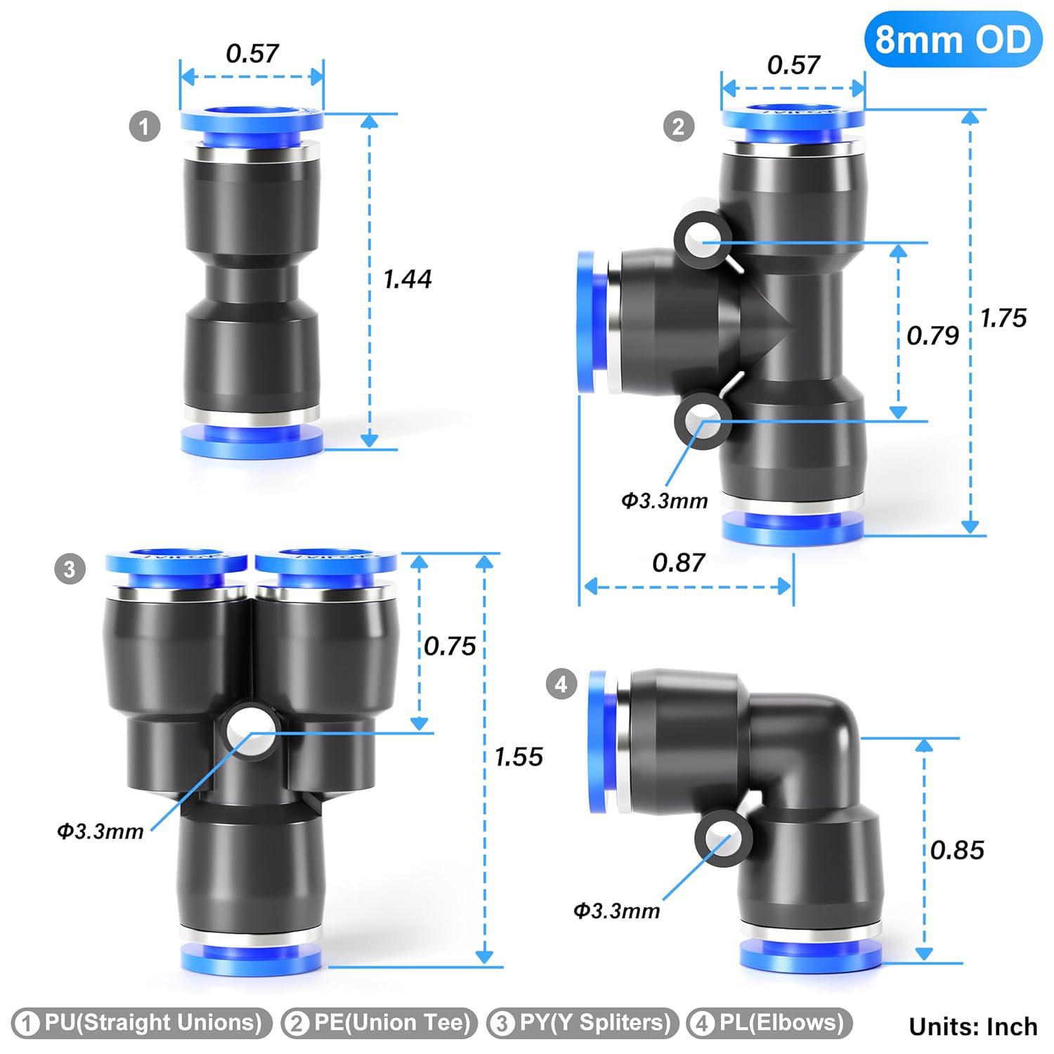 Title 4, 8mm Pneumatic Fast Connector Accessories