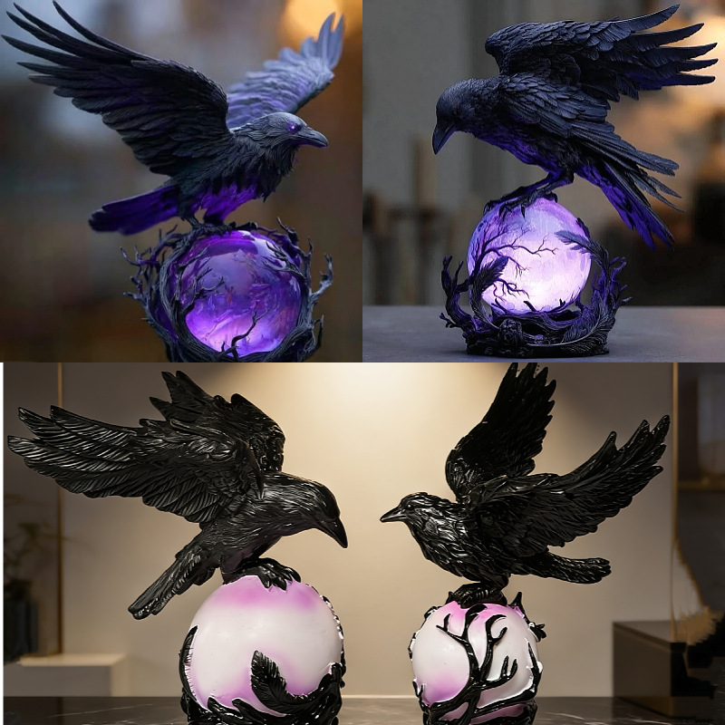 Resin sculpture raven ornament home desk decoration (head