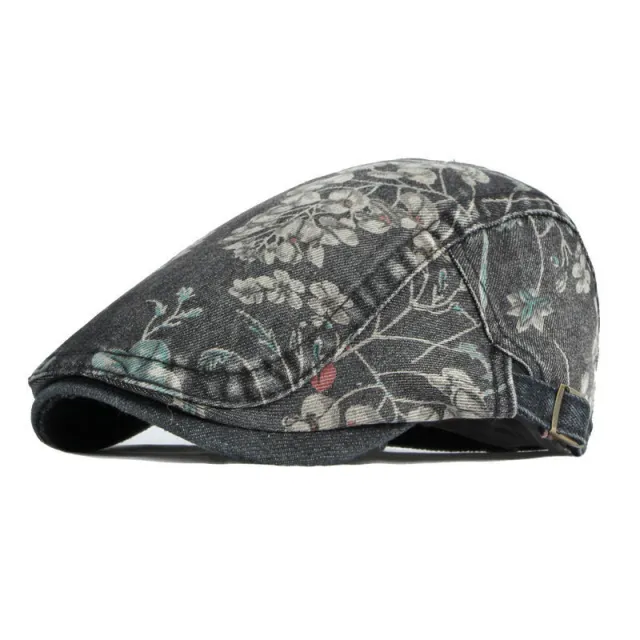 Denim Hat Advance Hats Flower Printed All matching Peaked Cap Black - Shop at LoveMi