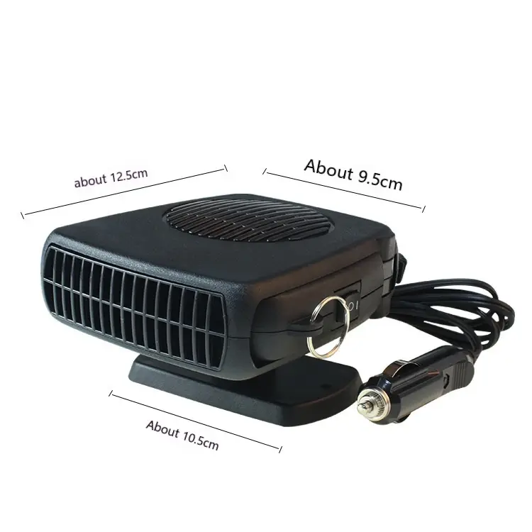 Portable Car Heater and Defroster 150W Electric Warm Air Blower — Black 24V