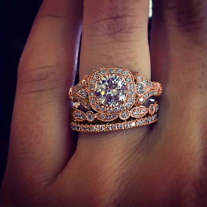 Three-piece Zircon Ring For European And American Women