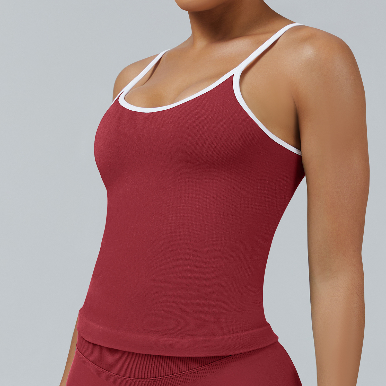 Women's Tight Contrast Color Sports Vest Backless Workout Clothes Cherry Red - Shop at LoveMi