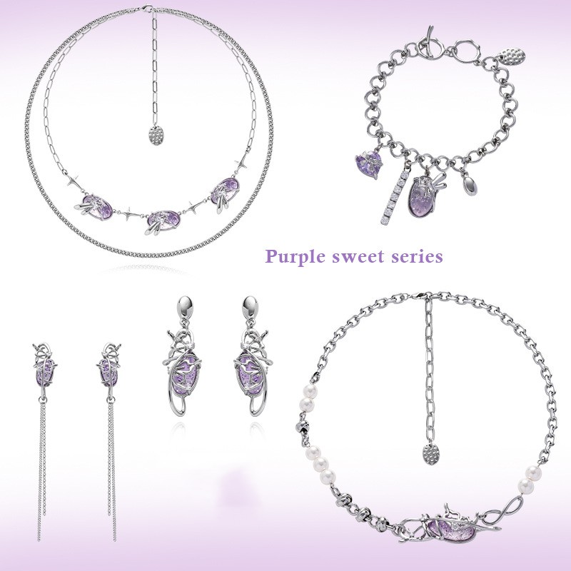 Original Purple Resin Necklace All-matching