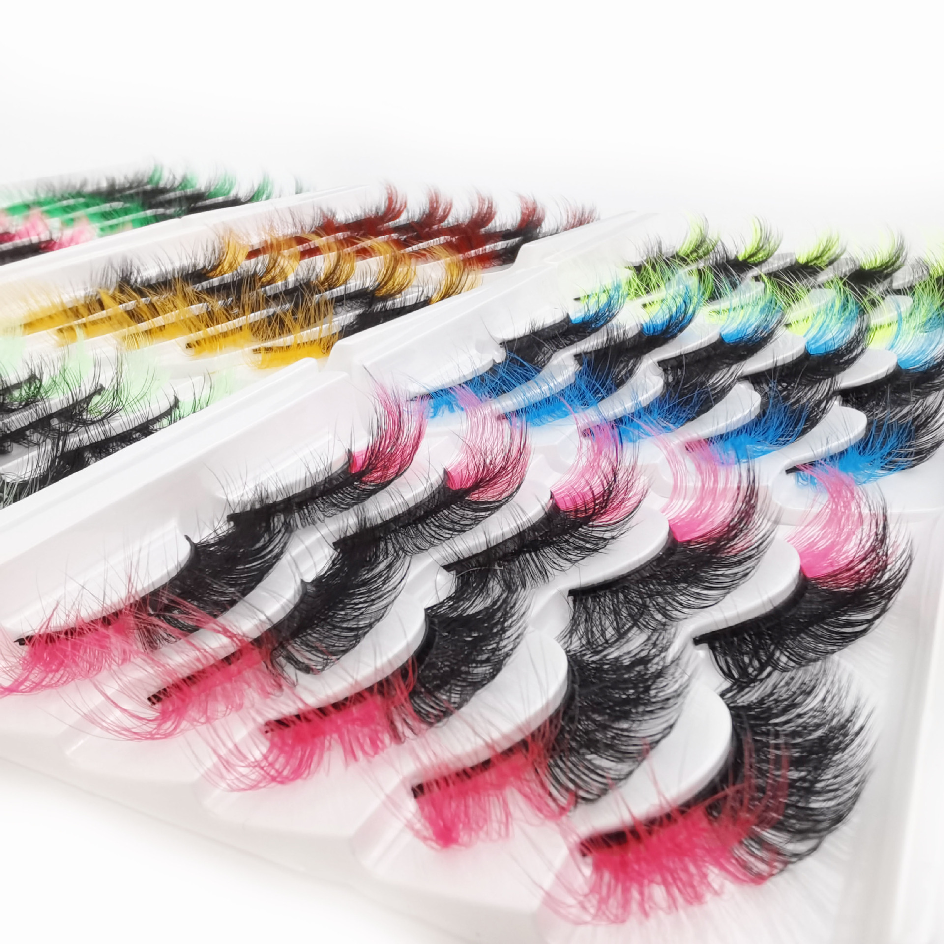Eyelashes falsi di riccio naturali, cinque coppie, tre-dimensionali, metà occhi, trucco per scena