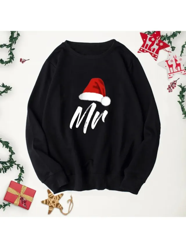 Cartoon Long Sleeve Sweater Thin Men And Women Pullover Terry Top Black Style 1 Men - Shop at LoveMi