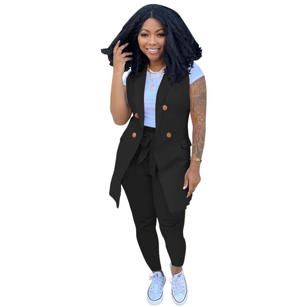 Women's Office Solid Color Small Suit Vest Coat Two-piece Suit