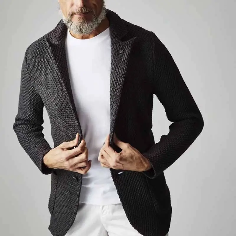 Lapels Suit Casual Knitted Jacket Cardigan Sweater