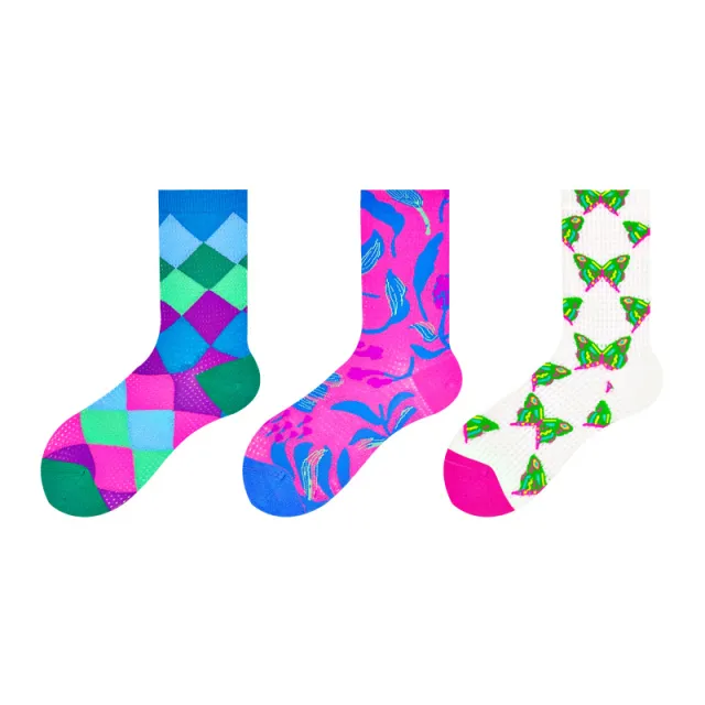 Original Women's Socks Summer Thin Mixed Color Stripe Tube Socks Mesh Cotton Boneless Personality Cartoon Color Socks For Women Streamer Summer C... Streamer Summer Center - Shop at LoveMi