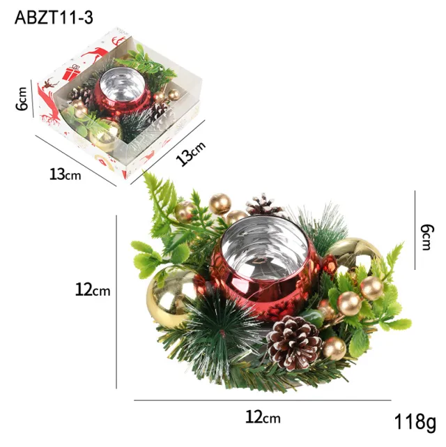 Christmas Candle Metals Candlestick Wreath Artificial Pinball Pinecone Candle Holder Fake Leaves Xmas New Year Home Table Decor Candlestick Type C - Shop at LoveMi