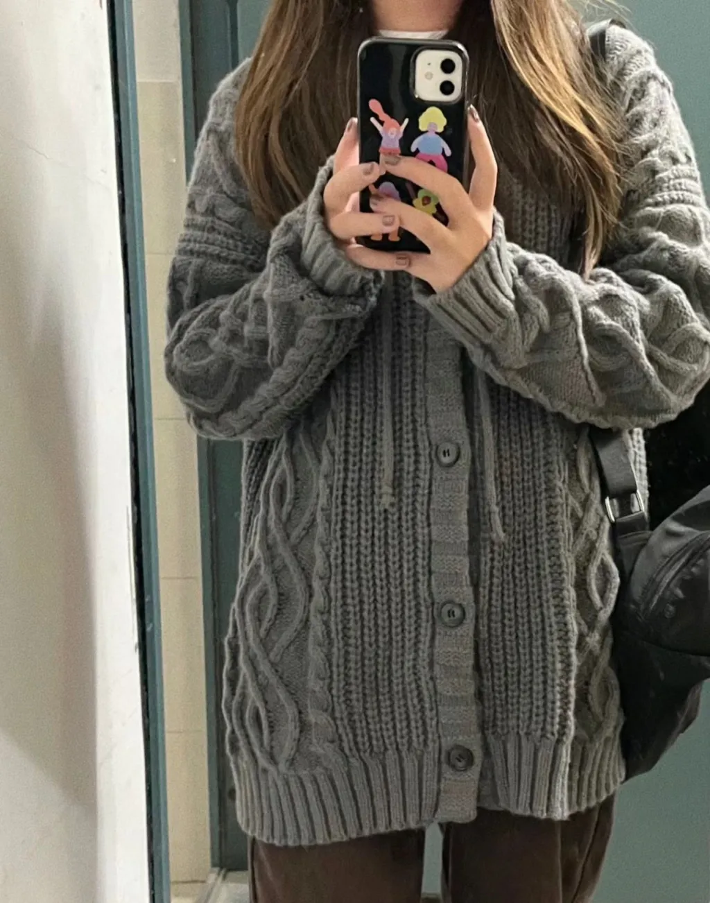 Gray Hooded Sweater Coat Women - Gray