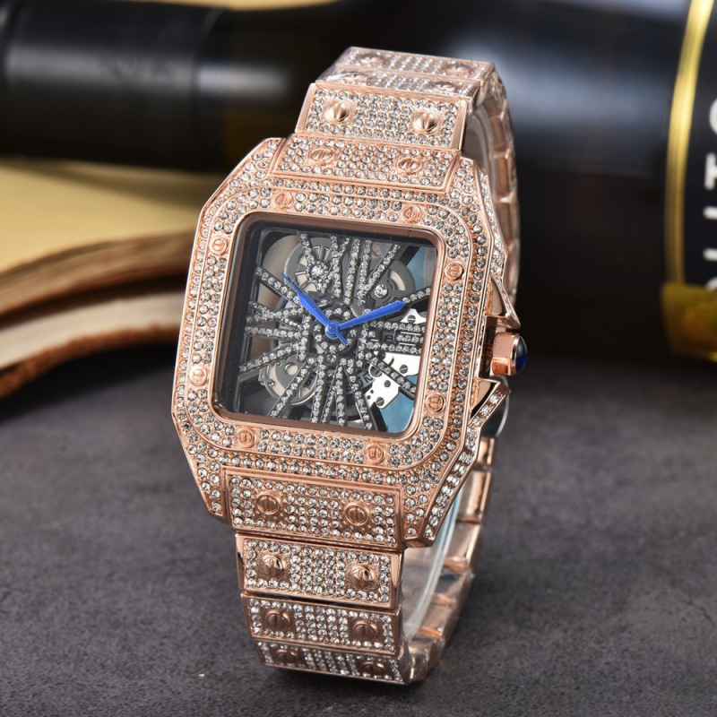Cross-border Square Watch Steel Band Diamond-encrusted Quartz Movement 3