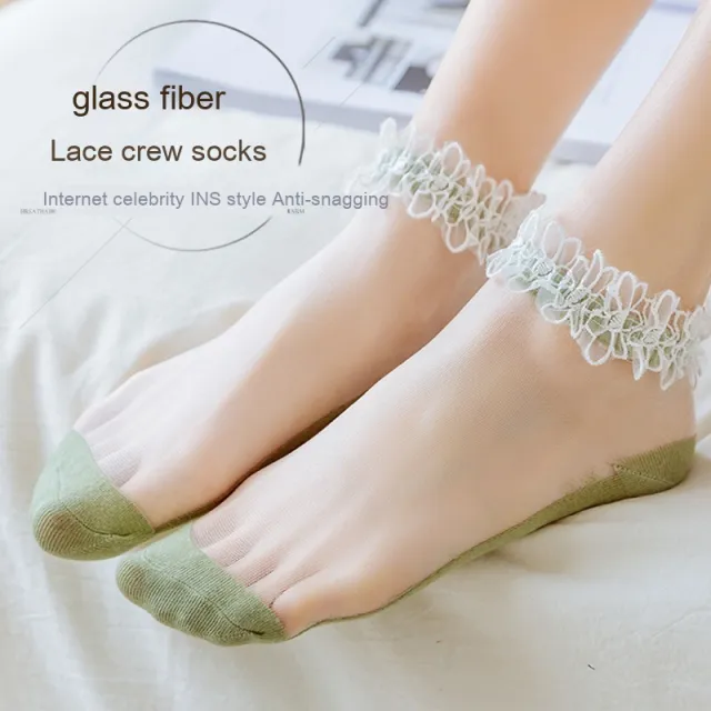 Women's Spring Summer Transparent Socks Pearl Beige - Shop at LoveMi