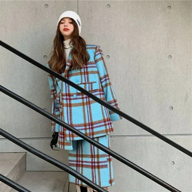 Winter Woolen New Skirt Plaid Suit Suit - Shop at LoveMi