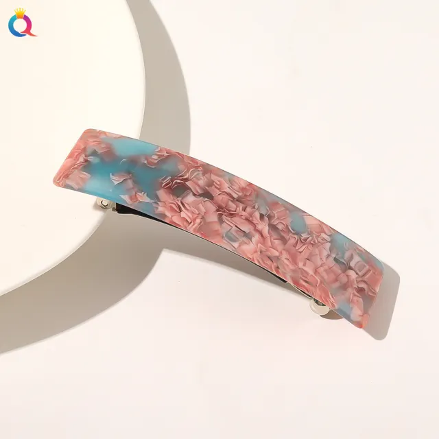 Square Grip Acetate Acrylic Spring Clip Hair Accessory Watermelon Red - Shop at LoveMi