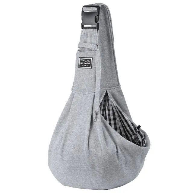 Pet Supplies Red And Black Plaid Shoulder Strap Adjustable Buckle Single shoulder Bag Gray - Shop at LoveMi