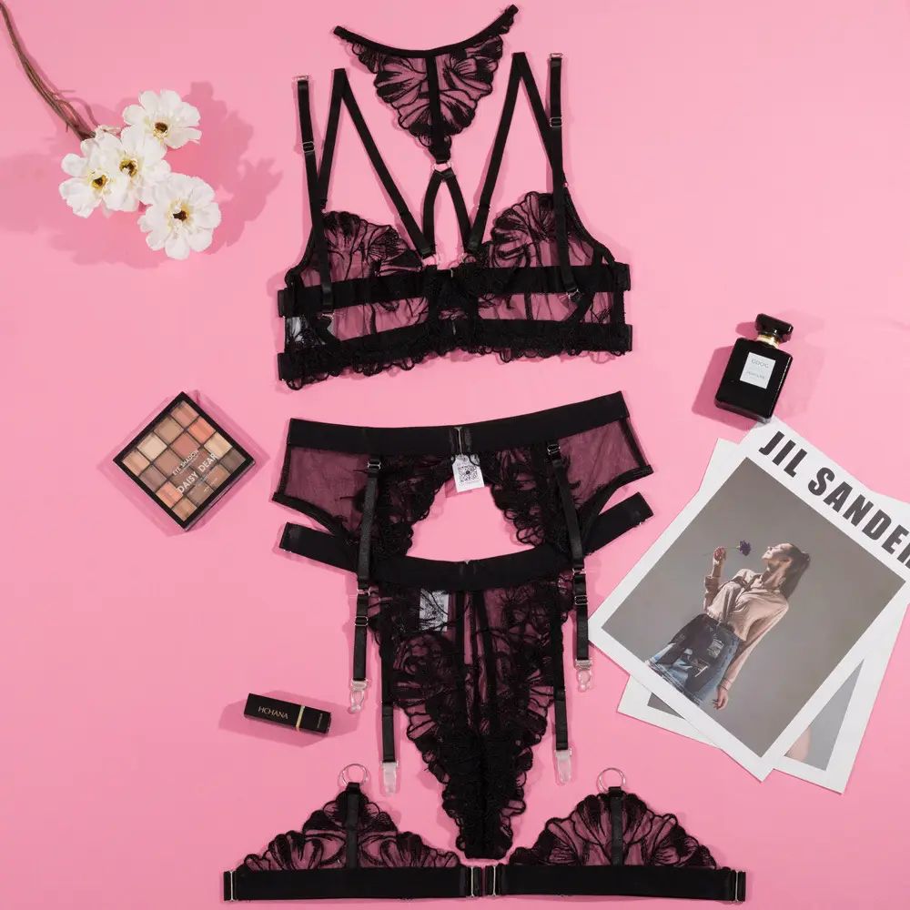 Women's Embroidery Stitching Mesh Bra