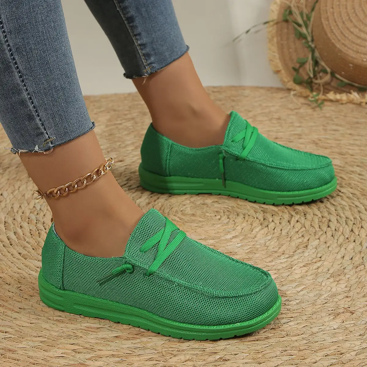 Women's Casual Lace Up Flat Plus Size