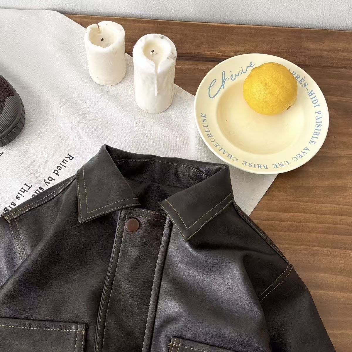 Children's Boys' Fashion Leather Jacket Top — foto 4