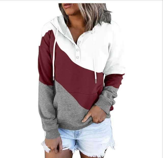 Printed Casual Hoodie Coat Women Wine Red - Shop at LoveMi