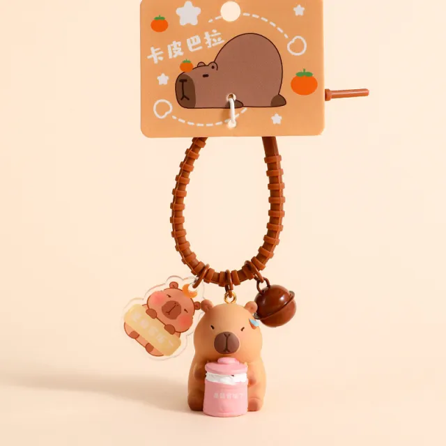 Capybara Pendant Doll Couple Keychain Have A Meal - Shop at LoveMi