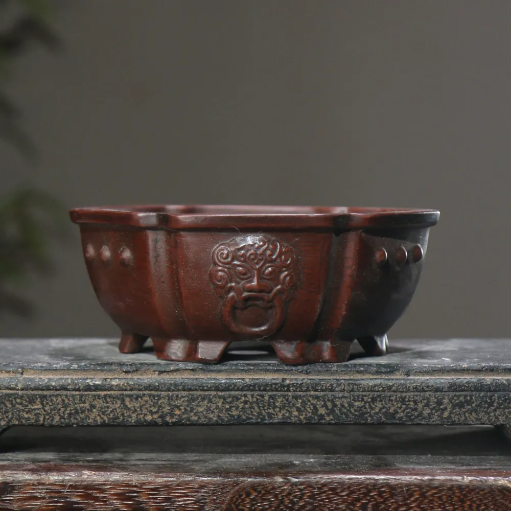 Hexagonal Beast Hexagonal Drum Ding Purple Sand Flowerpot Bonsai