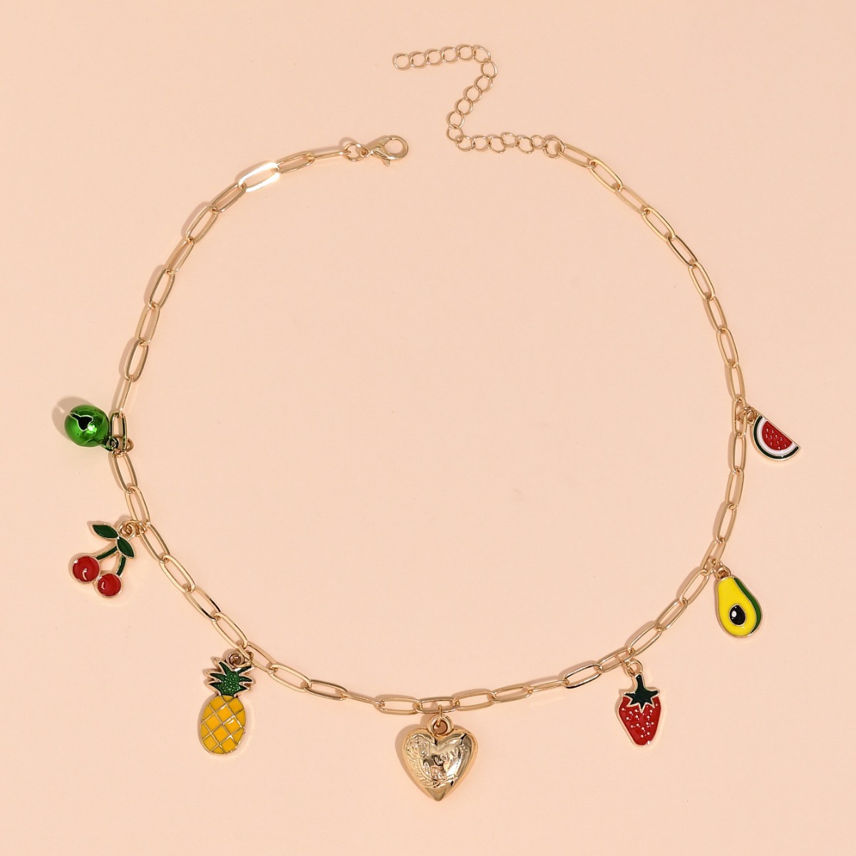 Simple Love Bell Fruit Necklace Pastoral Style Colorful Oil Clavicle Chain