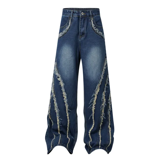 Retro Unisex Wear Bootcut Pants Dark Blue - Shop at LoveMi