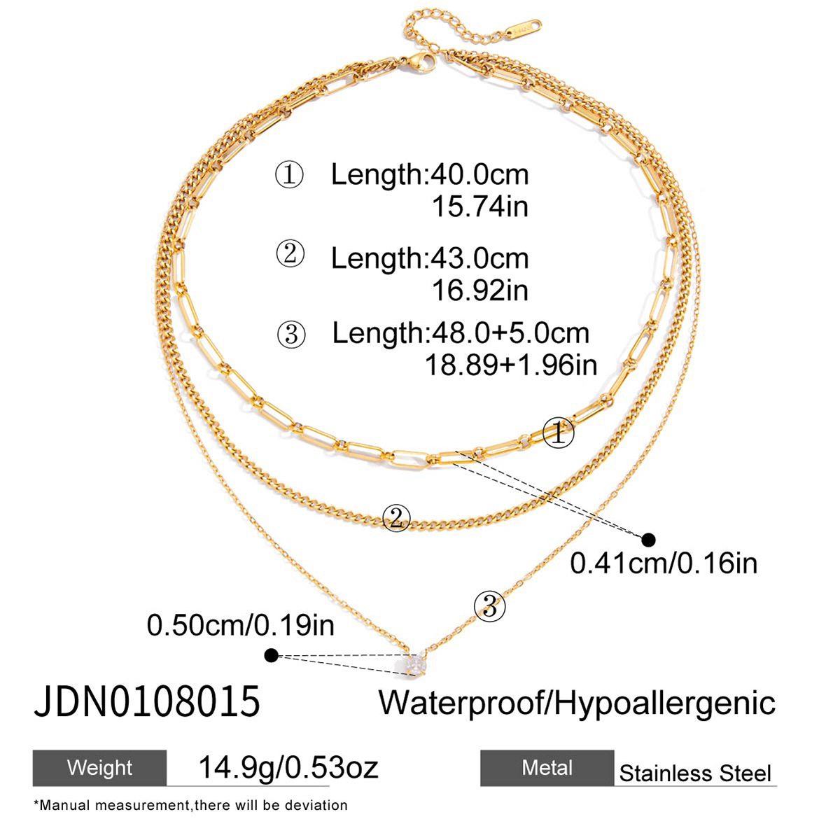 Titanium Steel Three-Tier Layered Necklace, picture 3 of 3