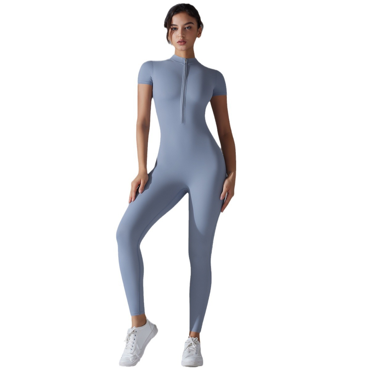 Women’s Zipper Short Sleeve Yoga Bodysuit – Stretchy One Piece Activewear Jumpsuit for Gym, Fitness, Workout & Yoga - Image 8