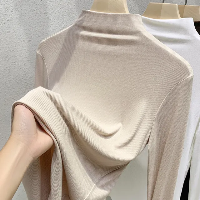Waist tight Western Style Small Shirt Stretch Underwear Long Sleeved Top Apricot - Shop at LoveMi