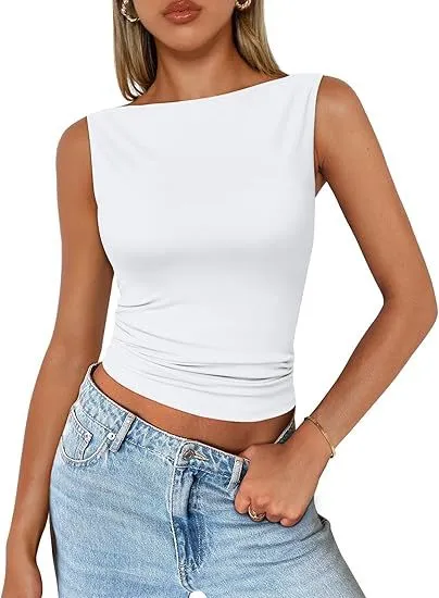New Vest Slim Fit Women's Sleeveless Shirt White - Shop at LoveMi